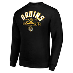 Boston Bruins Starter Stick And Puck Logo Fleece Pullover Sweatshirt Black