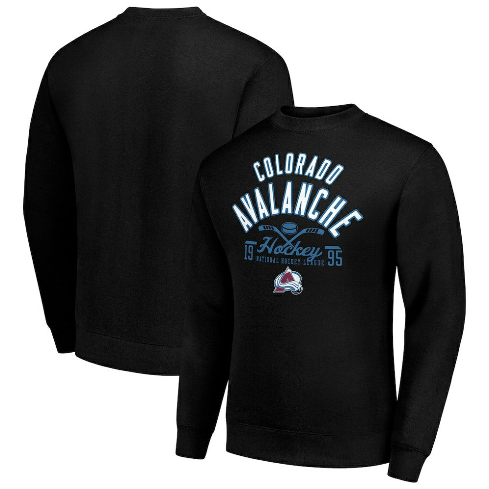 Colorado Avalanche Starter Stick And Puck Logo Fleece Pullover Sweatshirt Black