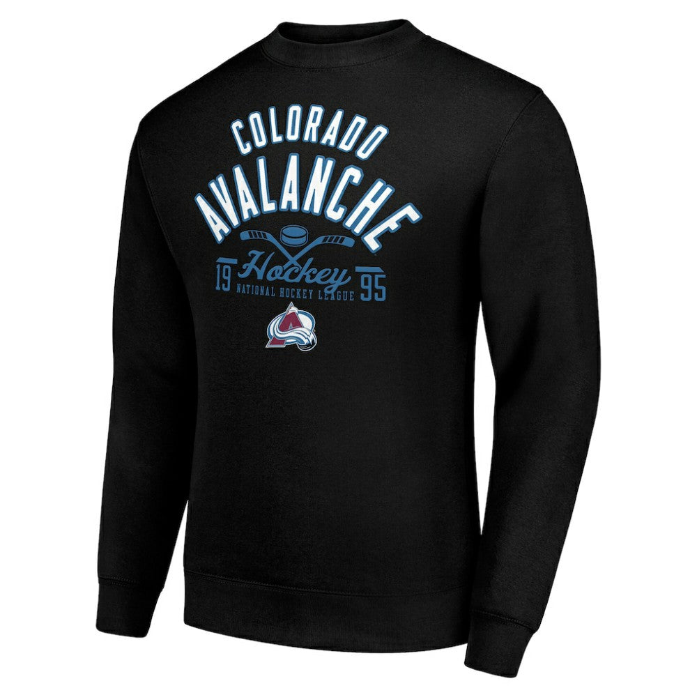 Colorado Avalanche Starter Stick And Puck Logo Fleece Pullover Sweatshirt Black