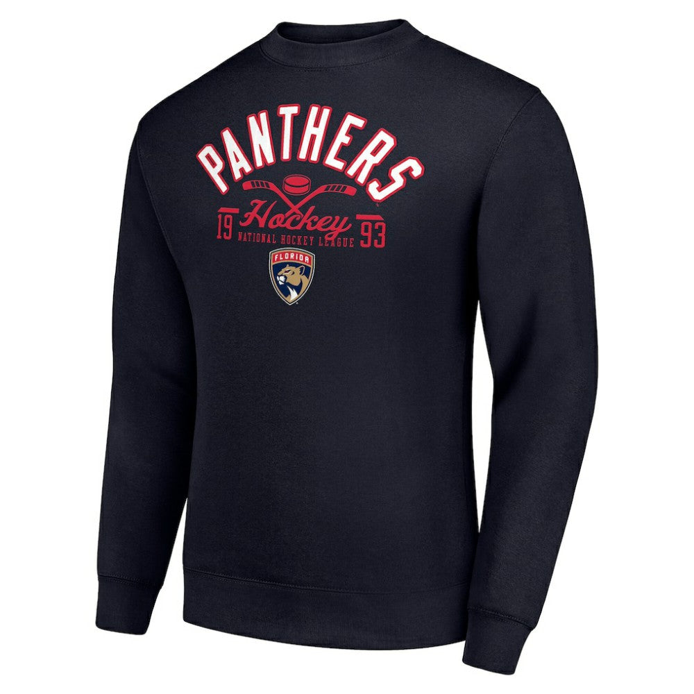 Florida Panthers Starter Stick And Puck Logo Fleece Pullover Sweatshirt Navy