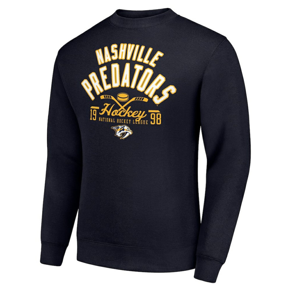 Nashville Predators Starter Stick And Puck Logo Fleece Pullover Sweatshirt Navy