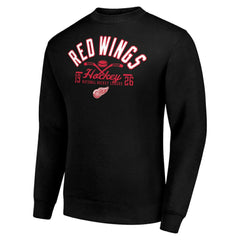Detroit Red Wings Starter Stick And Puck Logo Fleece Pullover Sweatshirt Black