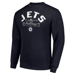 Winnipeg Jets Starter Stick And Puck Logo Fleece Pullover Sweatshirt Navy