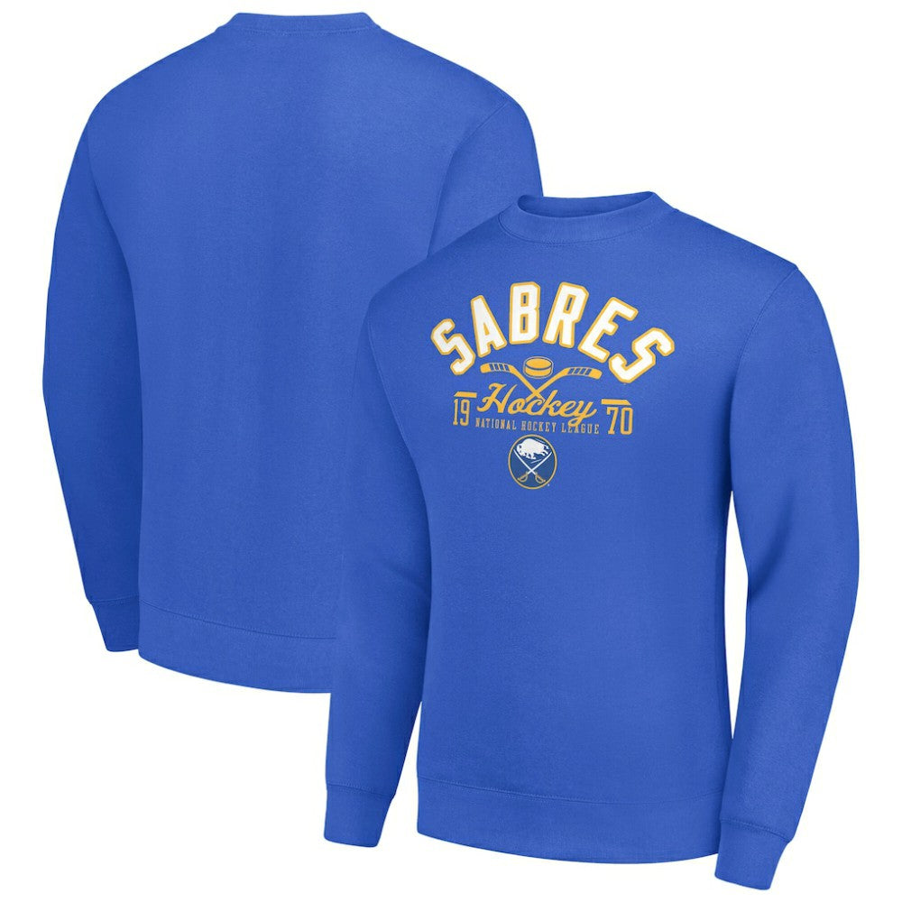 Buffalo Sabres Starter Stick And Puck Logo Fleece Pullover Sweatshirt Royal