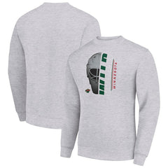 Minnesota Wild Starter  Half Helmet Team Logo Pullover Sweatshirt Heather Gray