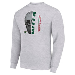 Minnesota Wild Starter  Half Helmet Team Logo Pullover Sweatshirt Heather Gray