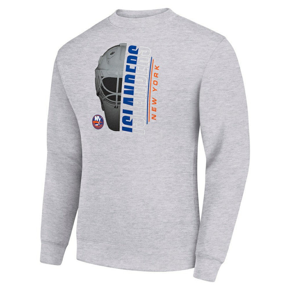 New York Islanders Starter  Half Helmet Team Logo Pullover Sweatshirt Heather Gray