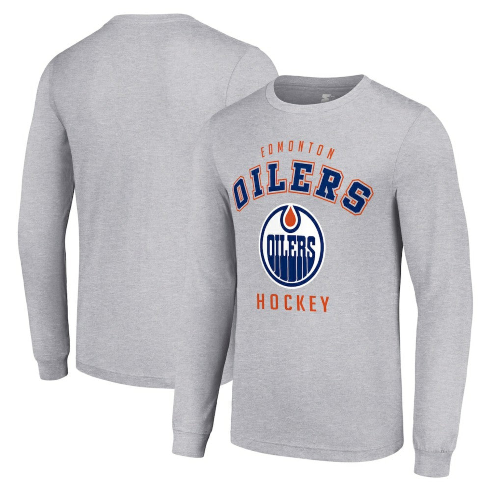 Edmonton Oilers Starter Logo Long Sleeve T-Shirt Heather Gray