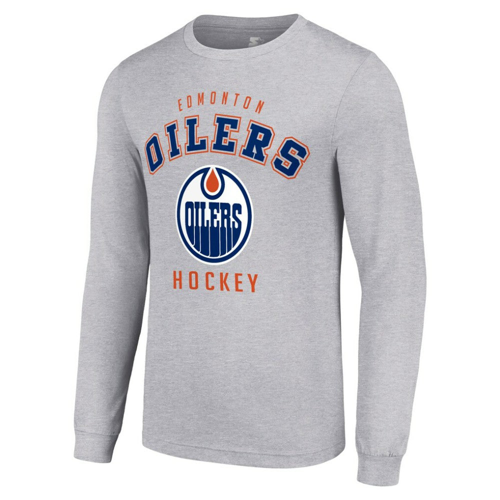 Edmonton Oilers Starter Logo Long Sleeve T-Shirt Heather Gray