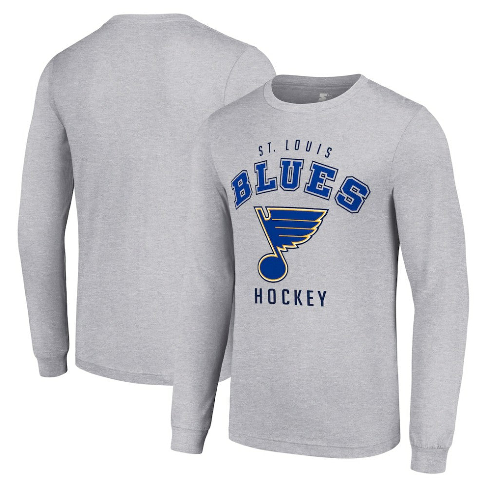 St. Louis Blues Starter Logo Long Sleeve T-Shirt Heather Gray