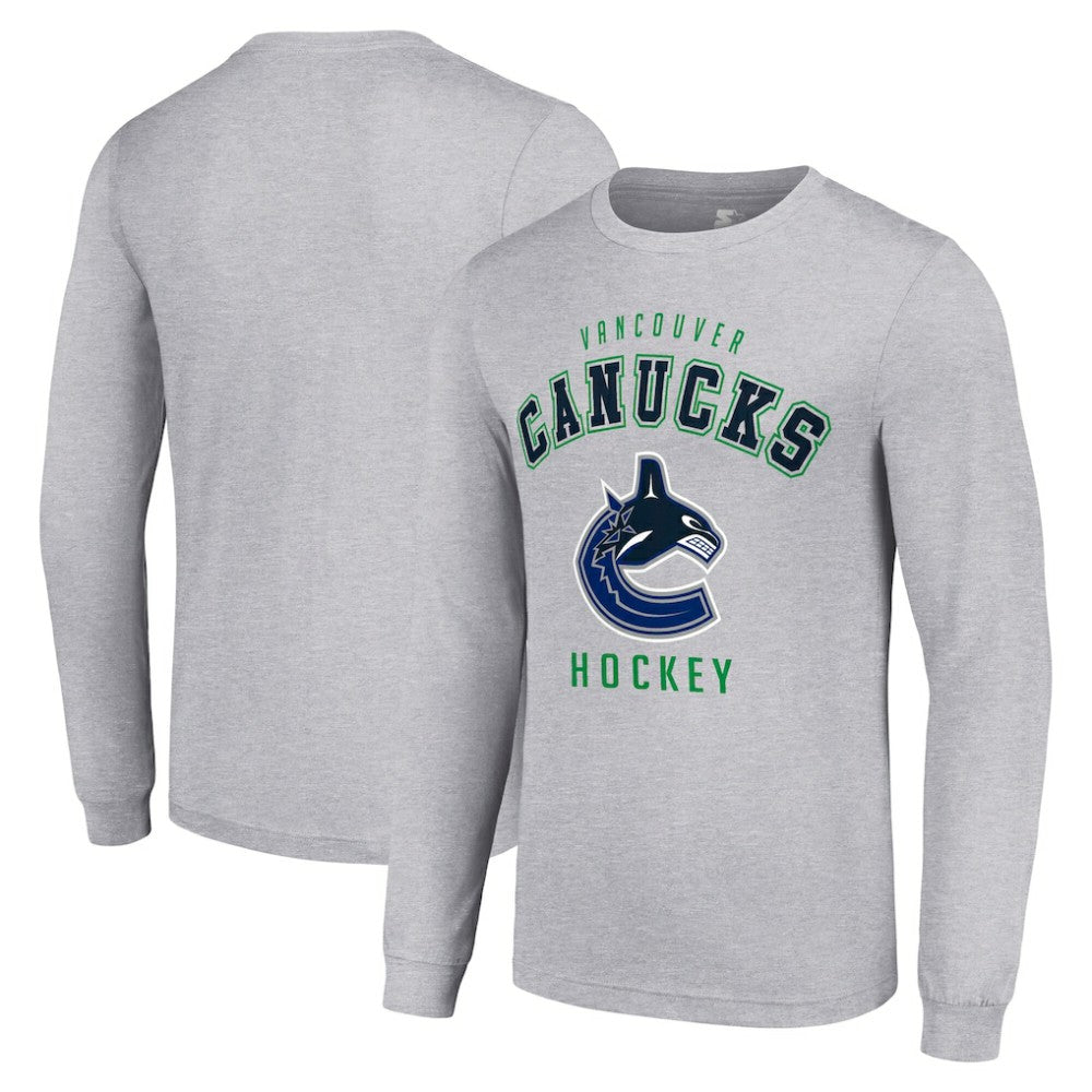 Vancouver Canucks Starter Logo Long Sleeve T-Shirt Heather Gray