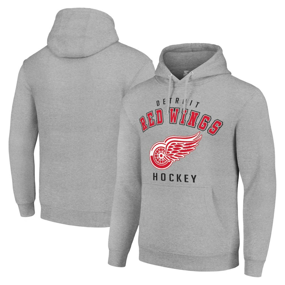 Detroit Red Wings Starter Logo Pullover Hoodie Heather Gray