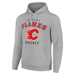 Calgary Flames Starter Logo Pullover Hoodie Heather Gray