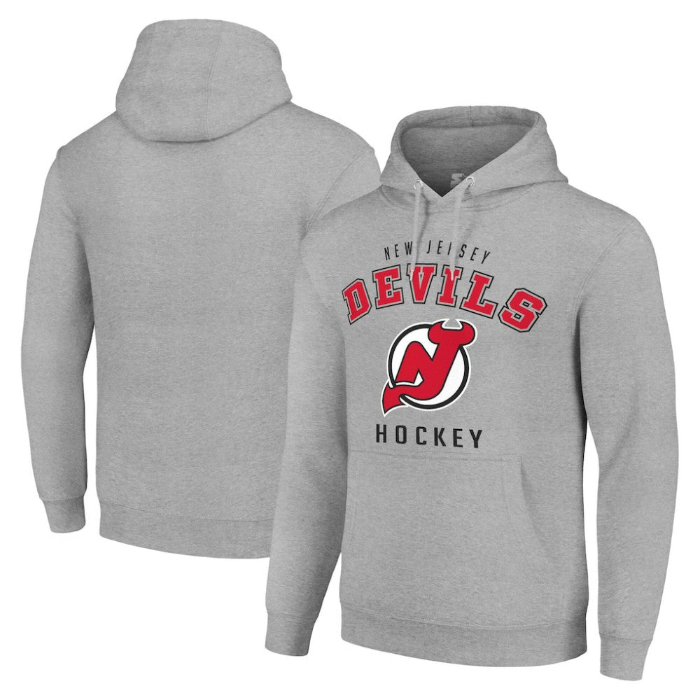New Jersey Devils Starter Logo Pullover Hoodie Heather Gray