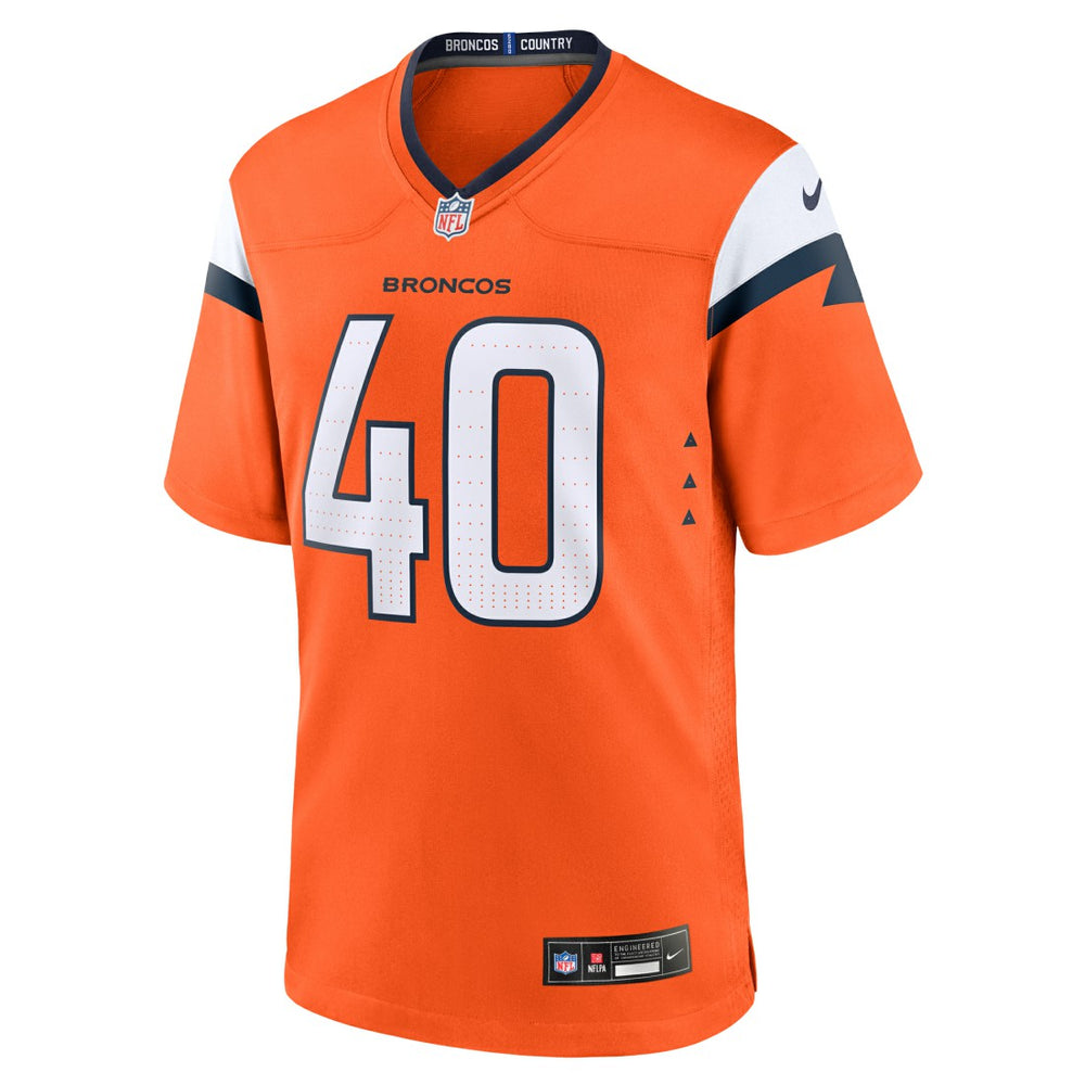 Justin Strnad Denver Broncos Team Game Jersey - Orange