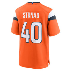 Justin Strnad Denver Broncos Team Game Jersey - Orange