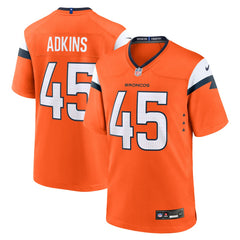 Nate Adkins Denver Broncos Team Game Jersey - Orange