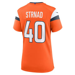 Justin Strnad Denver Broncos Women's Team Game Jersey - Orange