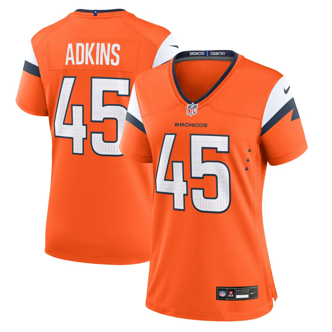 Nate Adkins Denver Broncos Women's Team Game Jersey - Orange