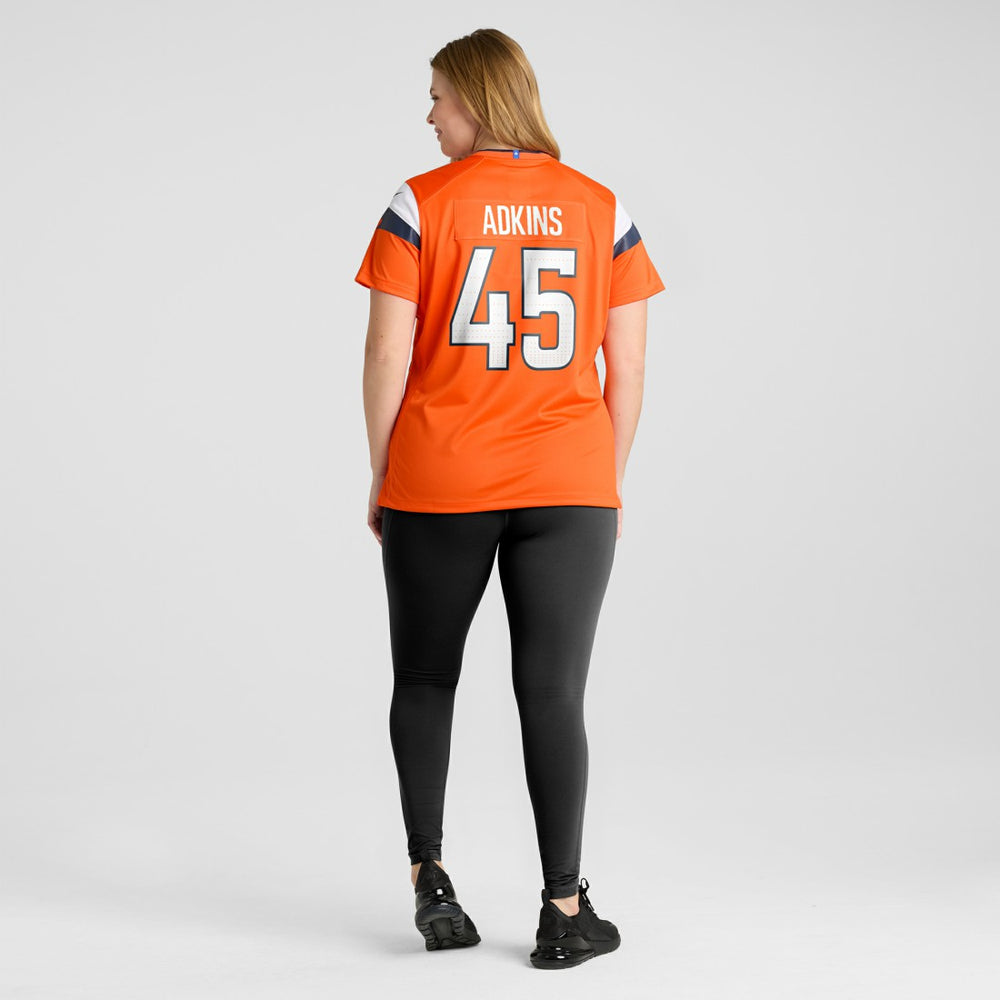 Nate Adkins Denver Broncos Women's Team Game Jersey - Orange