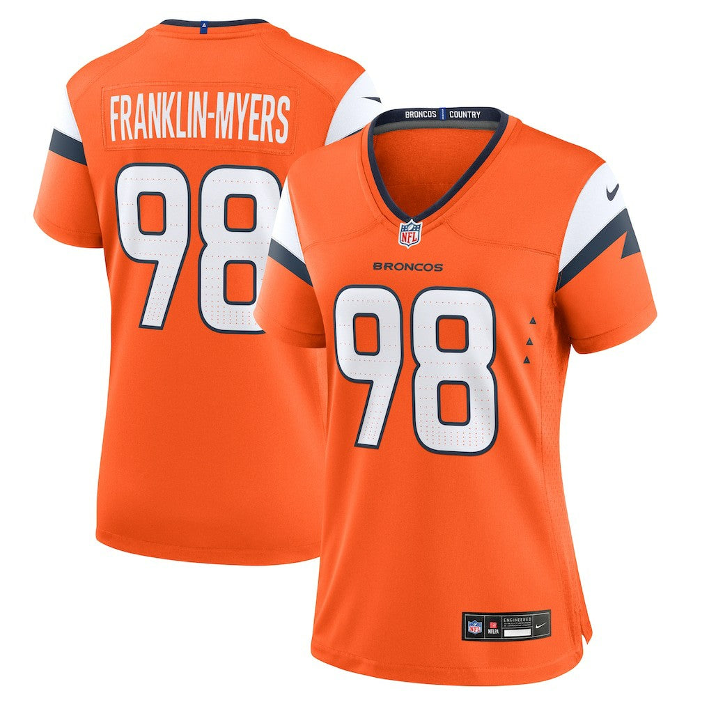 John Franklin-Myers Denver Broncos Women's Team Game Jersey - Orange