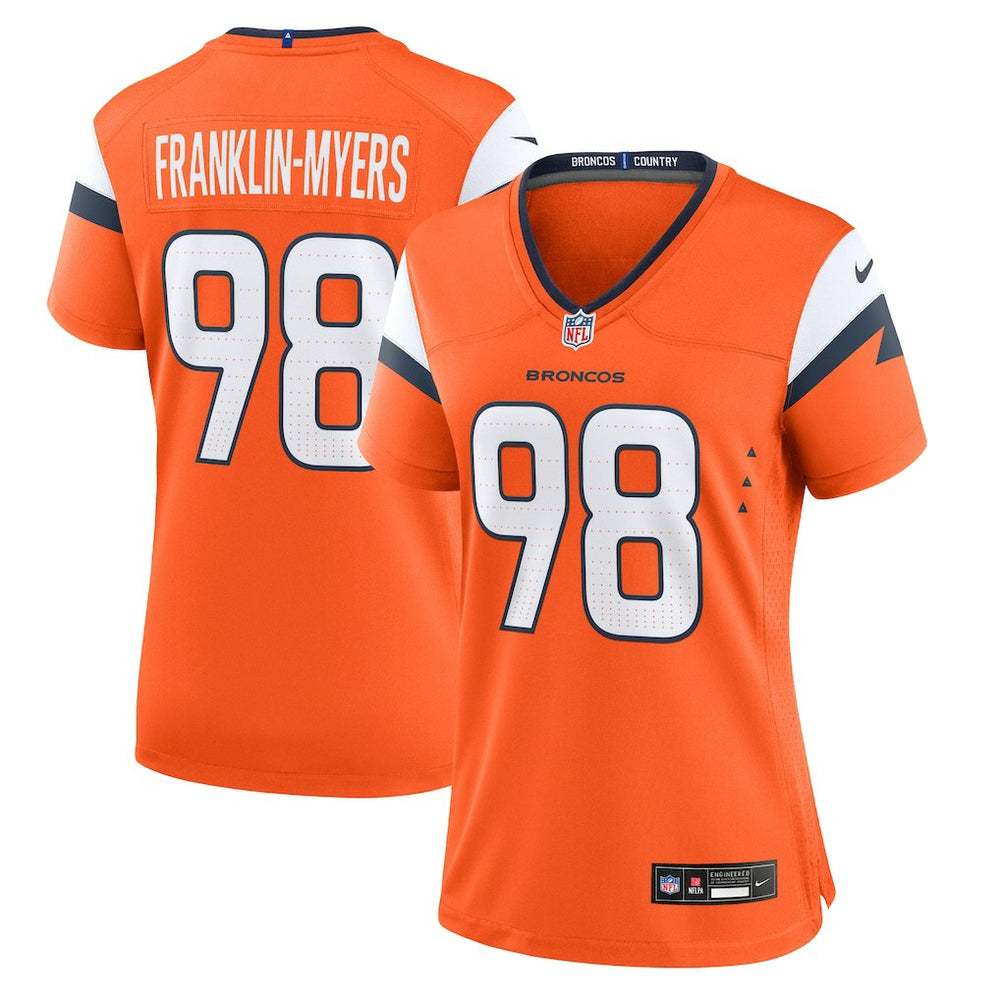 John Franklin-Myers Denver Broncos Women's Team Game Jersey - Orange