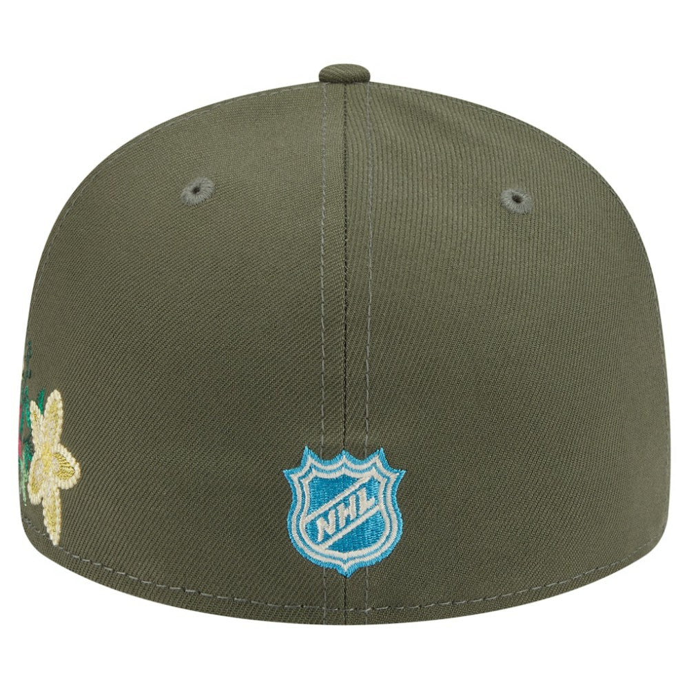 Chicago Blackhawks New Era Tonal Florals 59FIFTY Fitted Hat Olive