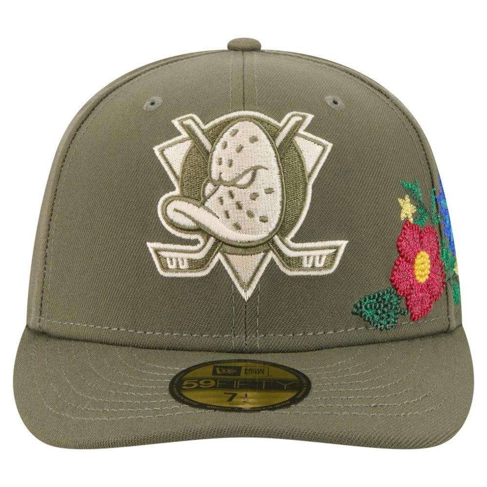 Anaheim Ducks New Era Tonal Florals 59FIFTY Fitted Hat Olive