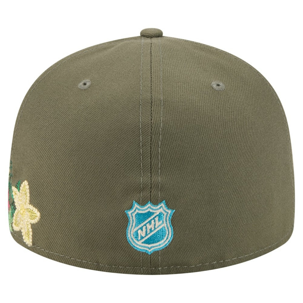 Anaheim Ducks New Era Tonal Florals 59FIFTY Fitted Hat Olive