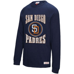 San Diego Padres Arched Logo Slub Long Sleeve T-Shirt Navy | Mitchell & Ness