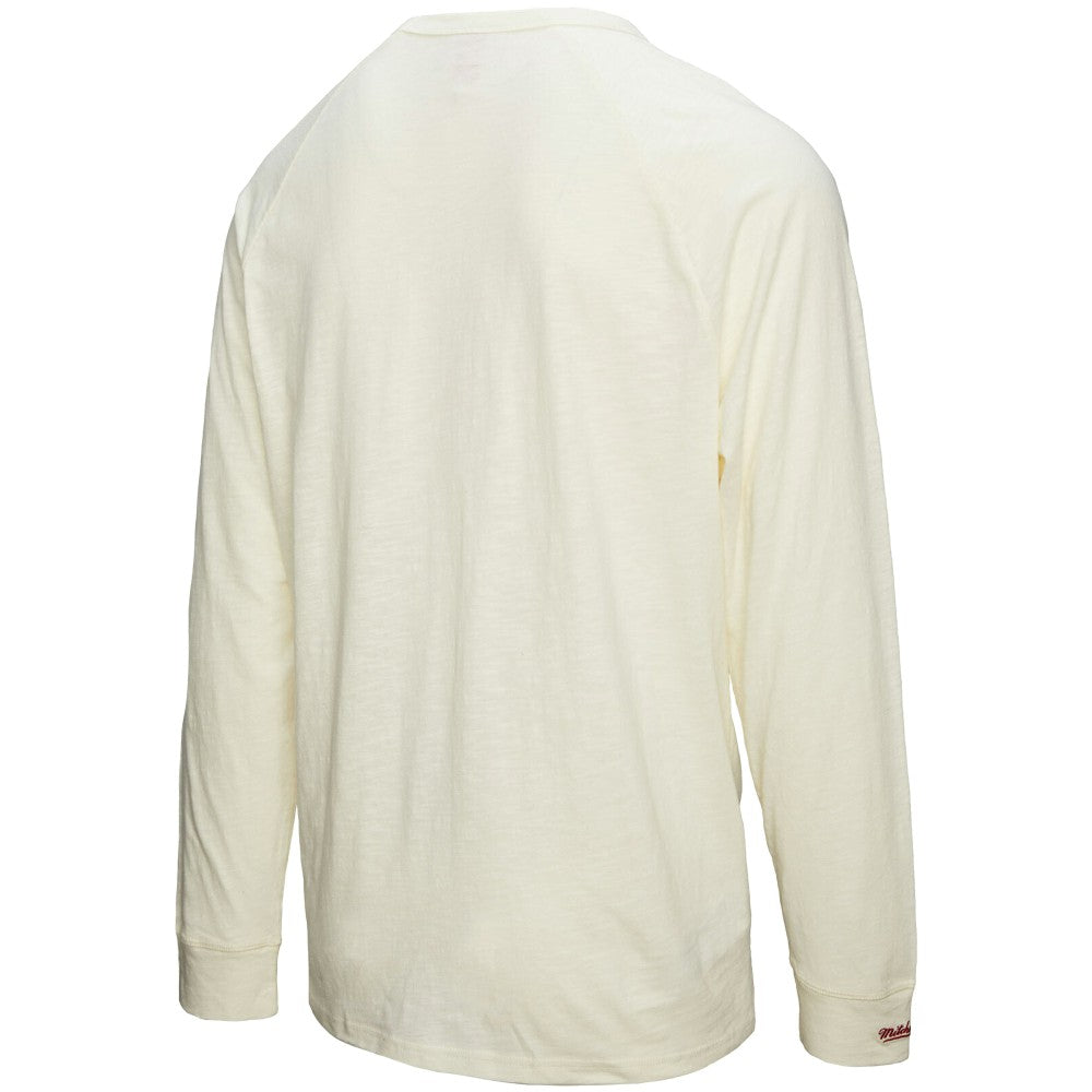 Cincinnati Reds Arched Logo Slub Long Sleeve T-Shirt Cream | Mitchell & Ness