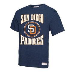 San Diego Padres Arched Logo Slub T-Shirt Navy | Mitchell & Ness