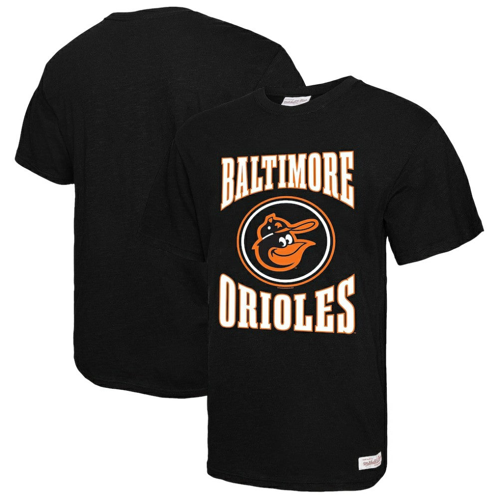 Baltimore Orioles Arched Logo Slub T-Shirt Black | Mitchell & Ness