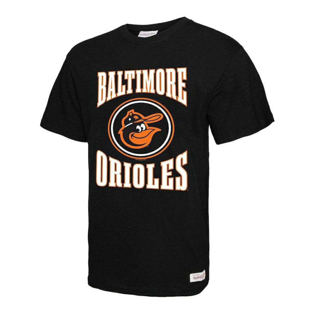 Baltimore Orioles Arched Logo Slub T-Shirt Black | Mitchell & Ness