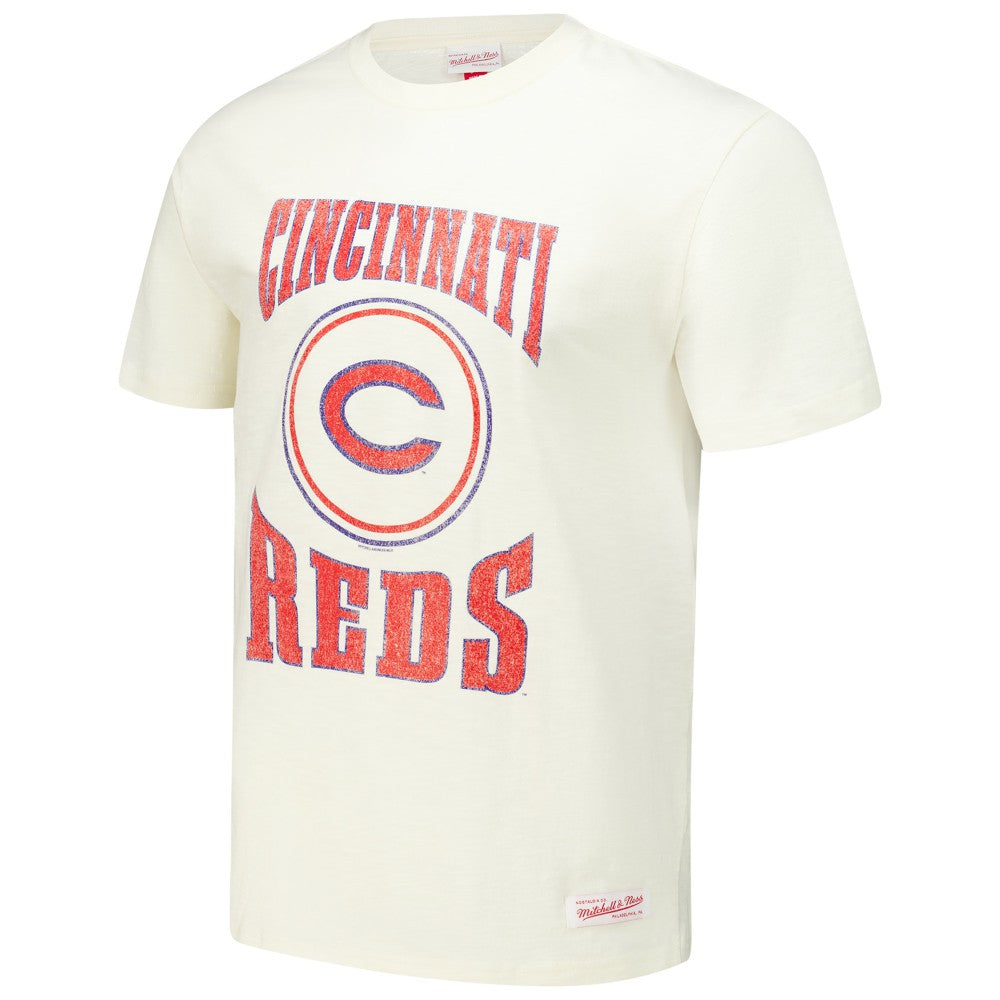 Cincinnati Reds Arched Logo Slub T-Shirt Cream | Mitchell & Ness