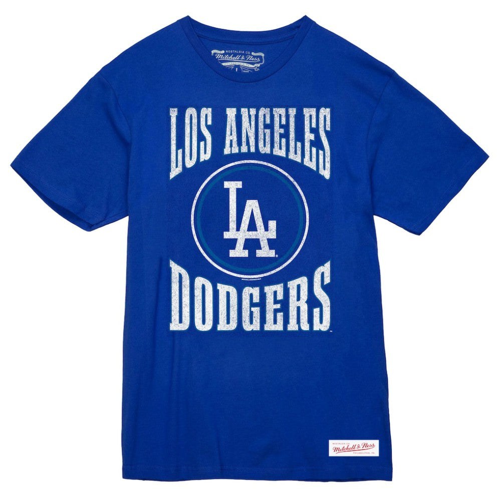 Los Angeles Dodgers Arched Logo Slub T-Shirt Royal | Mitchell & Ness