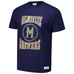 Milwaukee Brewers Arched Logo Slub T-Shirt Navy | Mitchell & Ness
