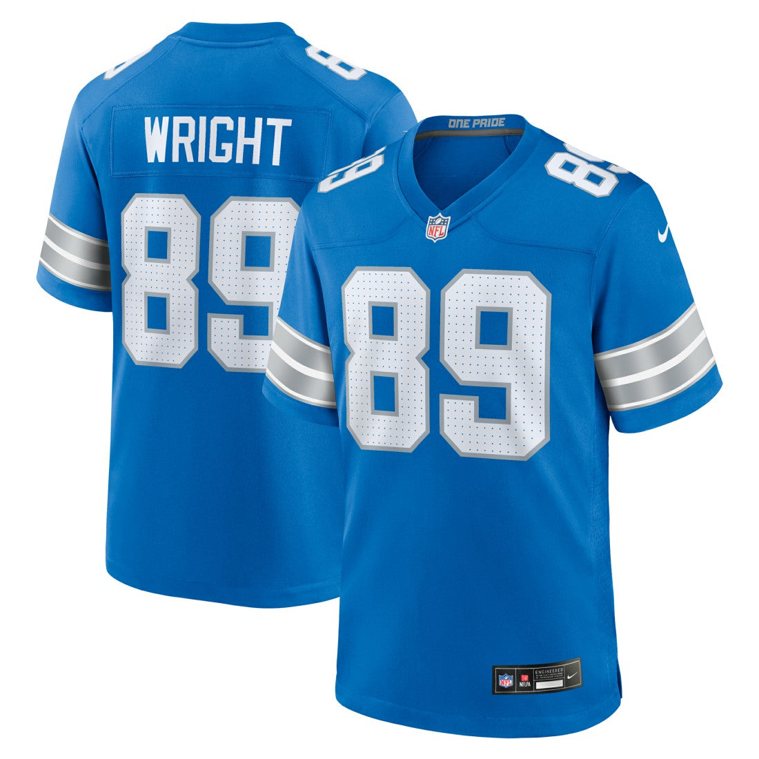 Brock Wright Detroit Lions Team Game Jersey - Blue