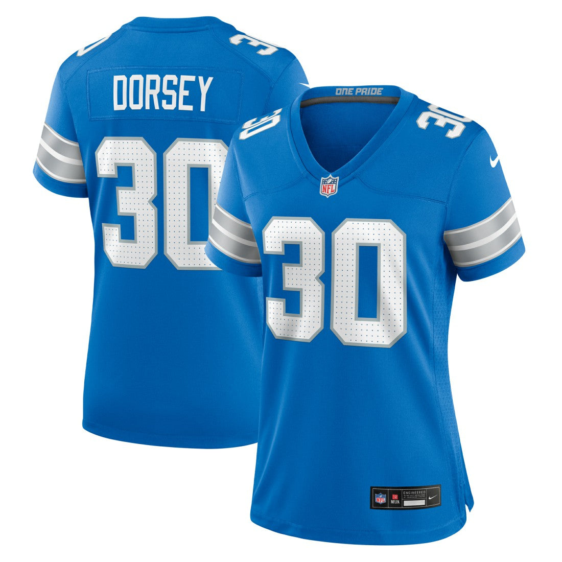 Khalil Dorsey Detroit Lions Women's Team Game Jersey - Blue