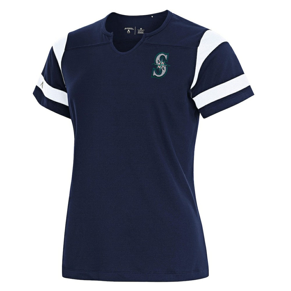 Seattle Mariners Antigua Women's Encounter Notch Neck Top Navy