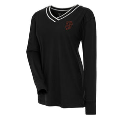 San Francisco Giants Antigua Women's Symbolic Long Sleeve V-Neck Top Black