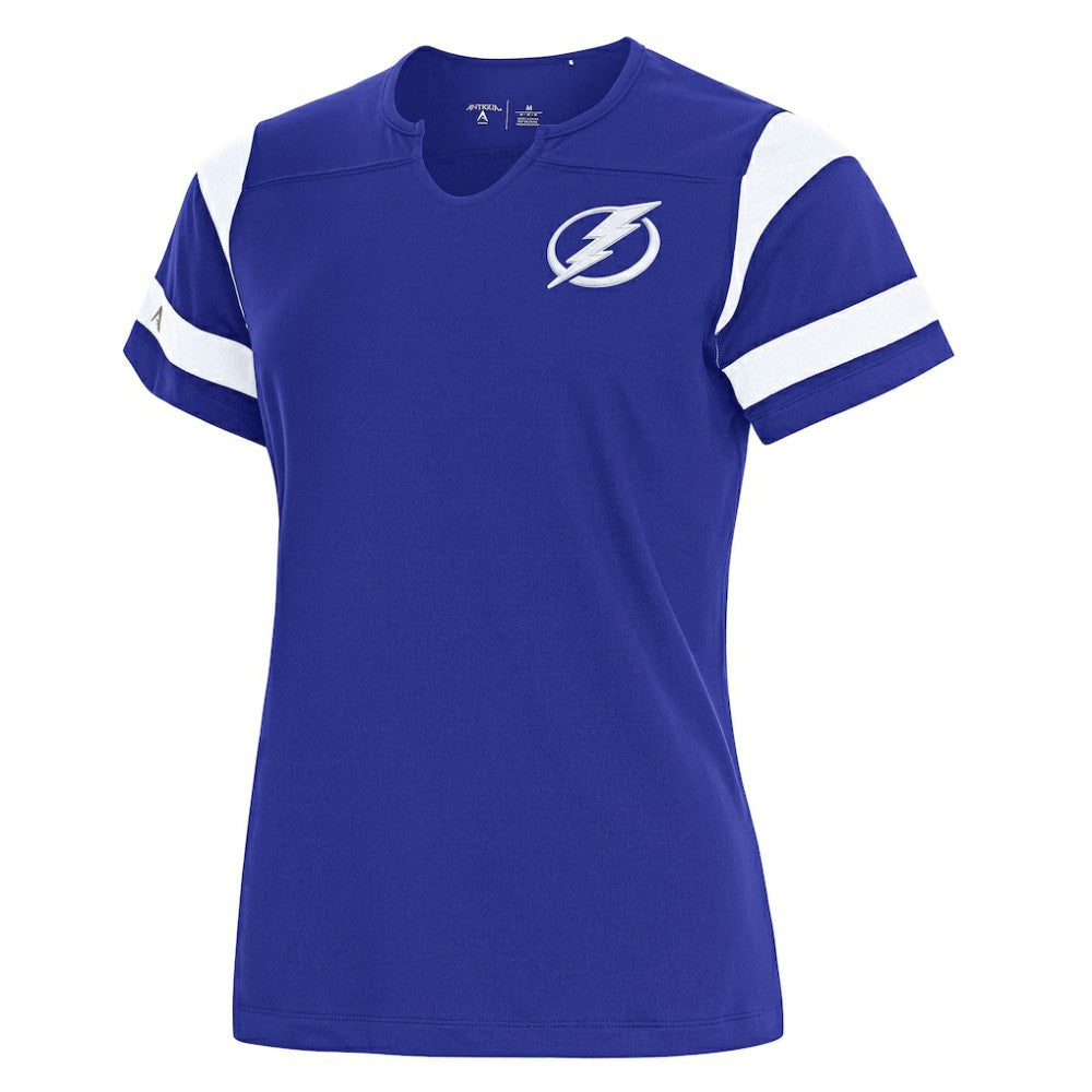 Tampa Bay Lightning Antigua Women's Encounter Short Sleeve Notch Neck Top Royal