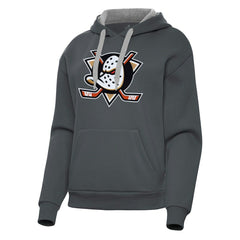 Anaheim Ducks Antigua Women's Victory Pullover Hoodie Charcoal