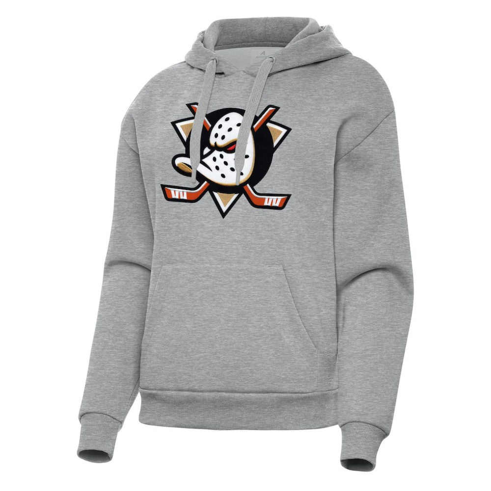 Anaheim Ducks Antigua Women's Victory Pullover Hoodie Heather Gray