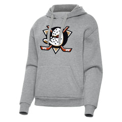 Anaheim Ducks Antigua Women's Victory Pullover Hoodie Heather Gray