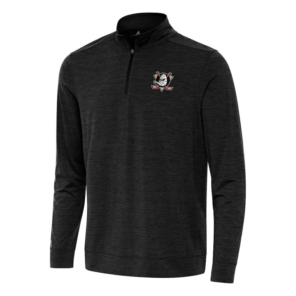 Anaheim Ducks Antigua Bright Quarter-Zip Top Heather Black