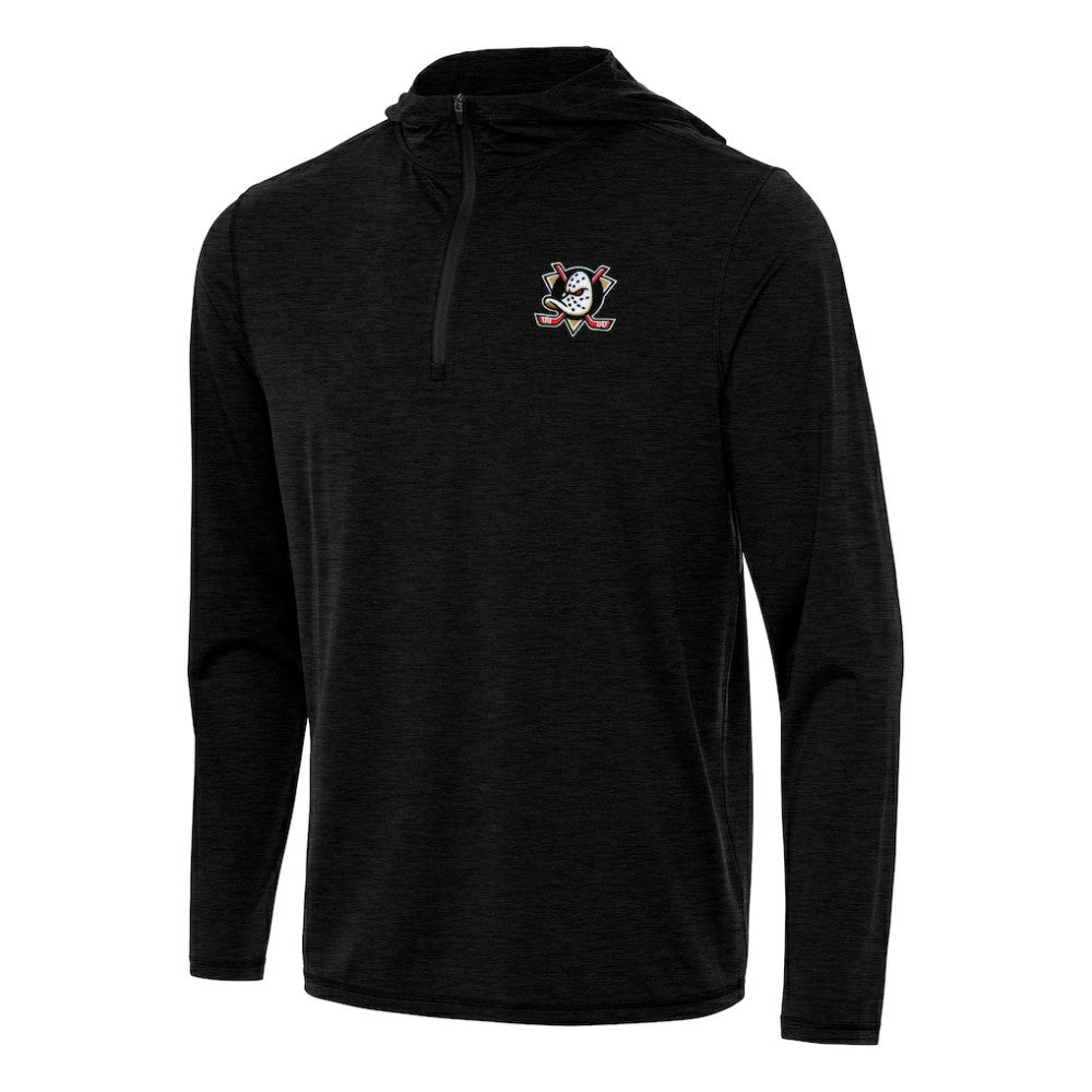 Anaheim Ducks Antigua Tidy Quarter-Zip Hoodie Heather Black