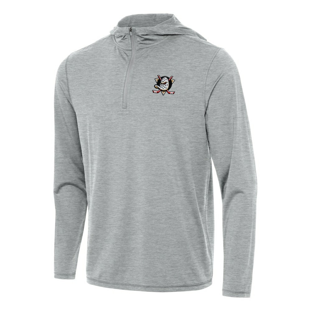 Anaheim Ducks Antigua Tidy Quarter-Zip Hoodie Heather Gray
