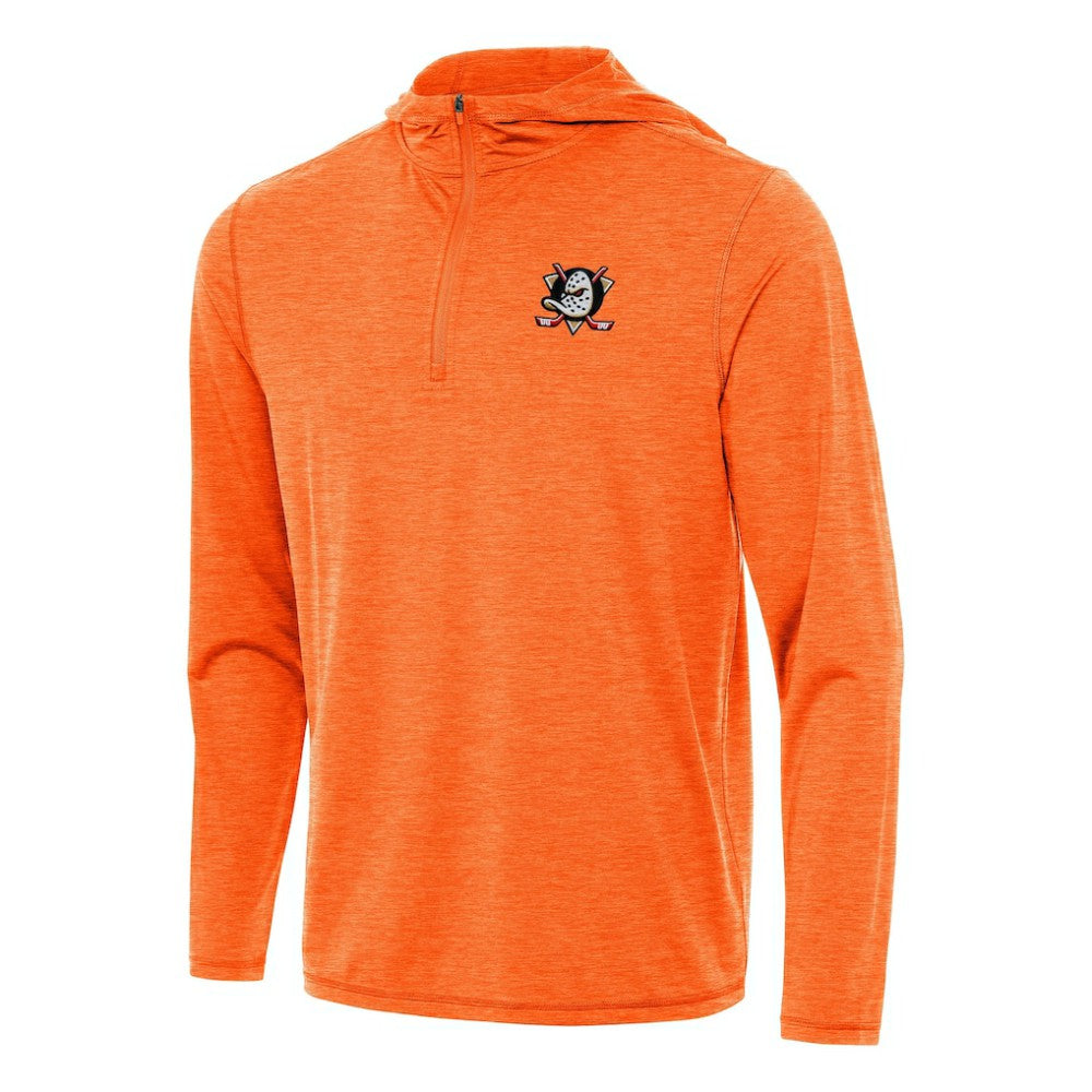 Anaheim Ducks Antigua Tidy Quarter-Zip Hoodie Heather Orange
