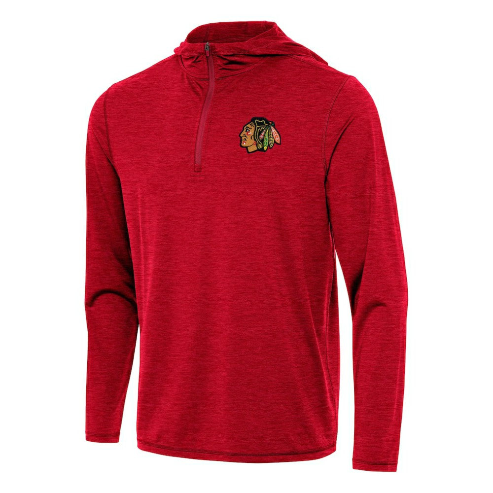 Chicago Blackhawks Antigua Tidy Quarter-Zip Hoodie Heather Red